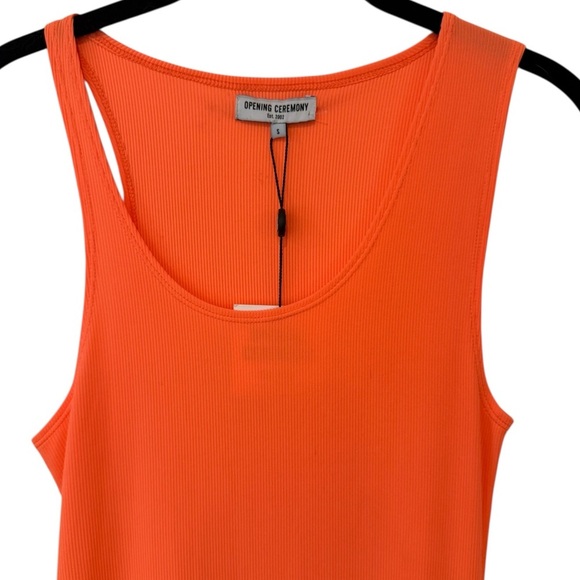 Opening Ceremony Orange Asymmetrical Neck Sleeveless Bodycon Sexy Neon Dress XS - Picture 4 of 12